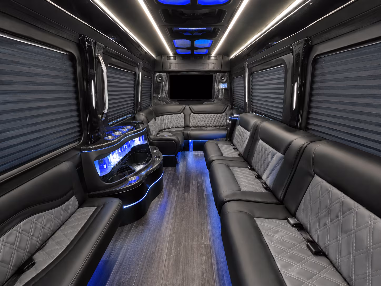 avondale 18 passenger party bus inside